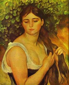 Girl Braiding Her Hair (suzanne Valadon) — Pierre-auguste Renoir, Impressionism