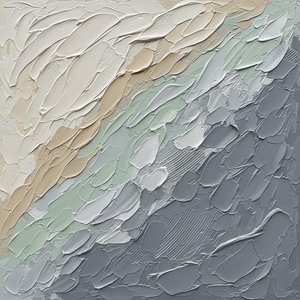 Ethereal Tectonic Flow In Sculptural Layers Of Sage And Slate Grey — David Moreau, Plaster & Texture Art