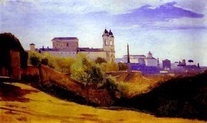 The Church Of Trinità Dei Monti Seen From The Valley Of Trinità Dei Monti — Jean-baptiste-camille Corot