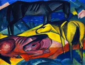 Three Horses Ii — Franz Marc, Expressionism