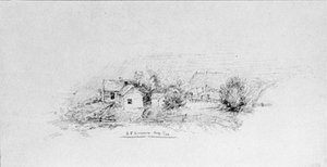 Country Scene With Cottages — Jasper Francis Cropsey