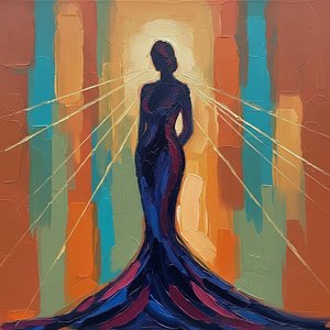 Ewige Silhouette In Strahlendem Gold Und Erdgebundenen Tönen Meditativer Tiefe — Christian Noiret, Zeitgenössische Abstraktion
