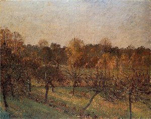 Sunset At Eragny — Camille Pissarro, Impressionist Landscape