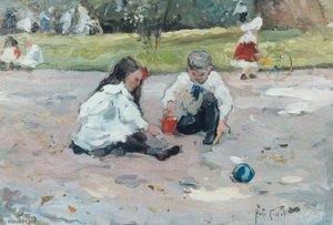 Spelende Kinderen In Een Park — August Willem Van Voorden