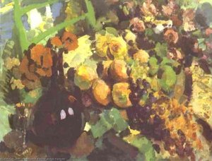 Still Life, Wine And Fruit — Konstantin Alexejewitsch Korowin, Impressionism