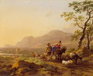 Italienische Landschaft Mit Figuren — Nicolaes Pietersz. Berchem, Niederländisches Goldenes Zeitalter