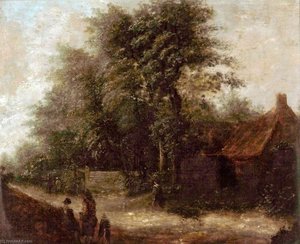 Cottage and Figures in a Landscape