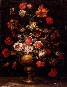 Still Life Of Flowers In A Gilt Vase — Andrea Scacciati