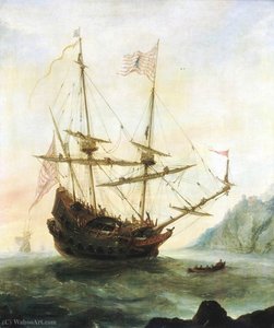 The Santa Maria At Anchor — Andries Van Eertvelt