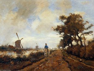 Horseman On A Tow Path Sun — Jan Weissenbruch