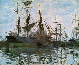 Ships In Harbor — Claude Monet, Impressionism