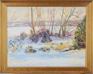 Snow Covered Frozen Pond At Charleston — Duncan Grant