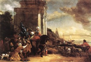 Departure Of An Oriental Entourage — Jan Baptist Weenix, Italianate Landscapes