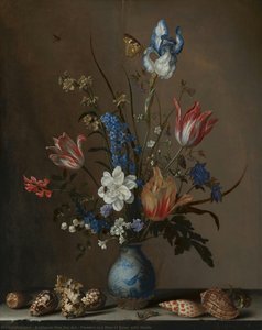 Flowers In A Wan-li Vase, With Shells — Balthasar Van Der Ast, Baroque