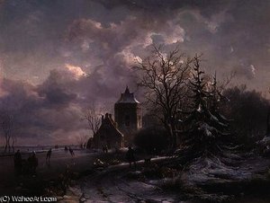 Winter Scene, 19th Century — Andreas Schelfhout, Romanticism