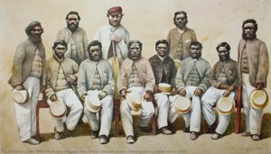 Watercolour, Aboriginal cricket team 1866