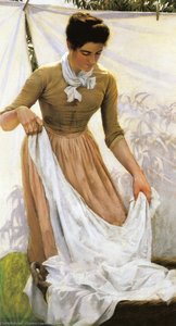 Hanging Out Linen — Charles Courtney Curran