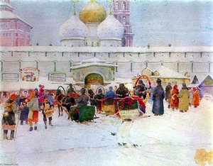 The Market Near Troitse-sergiyev Monastery — Konstantin Yuon
