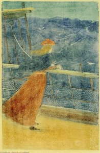 Woman On Ship Deck, Looking Out To Sea (aka Girl At Ship's Rail) — Maurice Brazil Prendergast