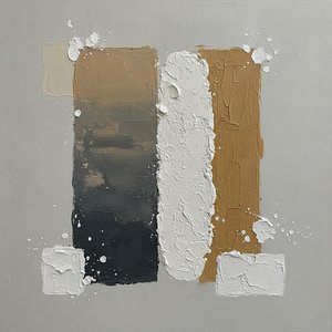 Monolithic Layers Of Charcoal And Ochre — David Moreau, Plaster & Texture Art