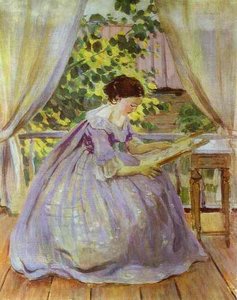 Lady Embroidering — Viktor Elpidiforovich Borisov Musatov
