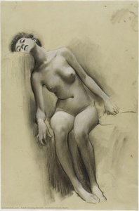 Seated Female Nude — Adolf Hiremy Hirschl