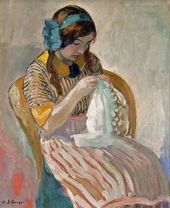 Young Girl Sewing — Henri Lebasque