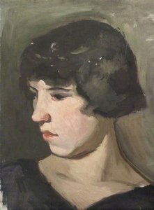 Portrait Of A Girl With Dark Hair In Semi Profile — Theodor Kern