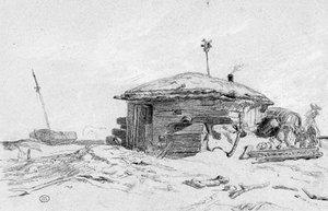 A Cottage By A Beach, A Boat In The Distance — Paul Huet