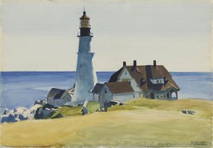 Lighthouse And Building, Portland — Edward Hopper, Contemporary Realism