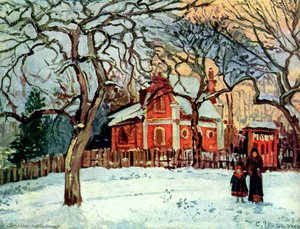 Chestnut Trees, Louveciennes, Winter — Camille Pissarro, Impressionist Landscape