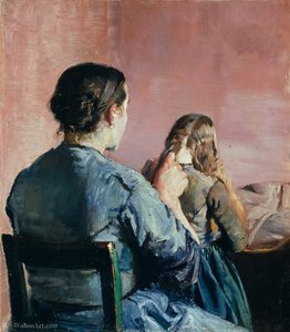 Braiding Her Hair — Christian Krohg