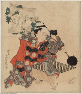 Puppeteer With Puppet Of A Female Feathered-lance Bearer — Katsushika Hokusai, Ukiyo-e