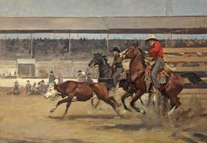 Steer Roping Leaving The Chute — Charles Walter Simpson
