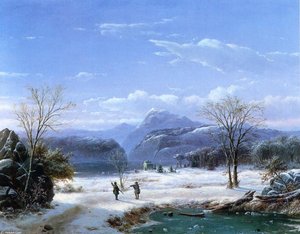 Hunters In A Winter Landscape — Louis Remy Mignot