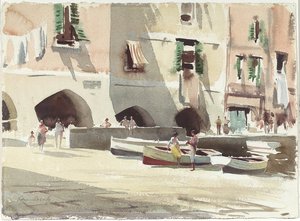 A Continental Harbour Scene — Edward Seago