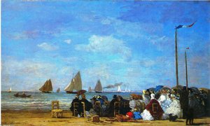 Beach Scene, Trouville — Eugène Louis Boudin, Impressionism