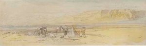 An Encampment At Sunrise, Gebel Alaka, Suez, Egypt — Edward Lear
