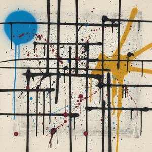 Architectural Flux: Where Cerulean Geometry Meets Spontaneous Yellow Gravity Study — Christian Noiret, Contemporary Abstract Painting