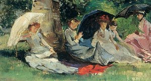 Girls in the Sunlight under Trees