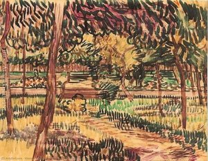 Trees In The Garden Of The Asylum — Vincent Willem Van Gogh, Post-impressionism