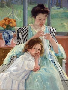 Junge Mutter Beim Nähen — Mary Stevenson Cassatt, Impressionismus