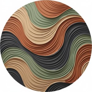 Rhythmic Earth Tides In Sculpted Impasto: A Monumental Circular Study Of Serene Motion — Laurent Fabre, Neo-abstract Art