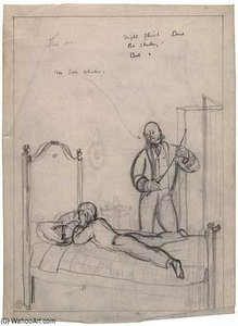 Young Man On A Bed With A Man Holding Switch — Rockwell Kent