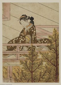 Young Woman Seated On The Balcony Of Kiyomizu Temple — Suzuki Harunobu