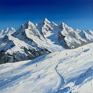Monolithic Peaks Of Cerulean Silence: A Singular Study In Alpine Grandeur — David Moreau