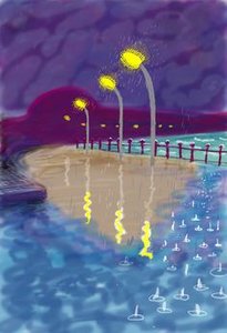 Rainy Night On Bridlingtom Promenade — David Hockney, Pop Art