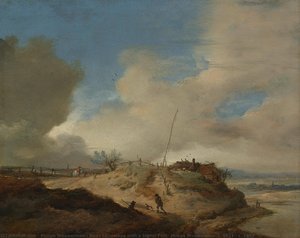 Dune Landscape With A Signal Post, Philips Wouwerman, C. 1651 - C. 1653 — Philips Wouwermans