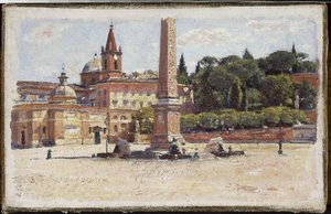 Piazza Del Popolo In Rome, Sketch — Aleksander Gierymski