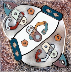 Middle Ages, , Oil, Coffee And Oxides On Bas-relief In Plaster On Canvas (70 X 70 Cm) (2021) — Andrea Benetti